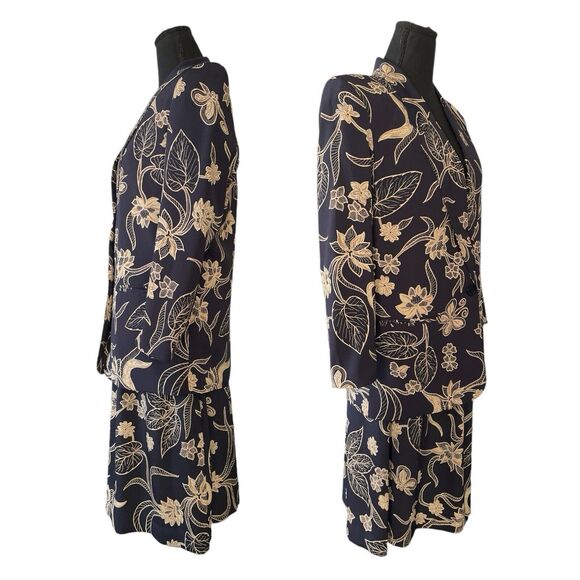 Alfred Dunner 2pc Skirt Suit Blue Floral Lined Blazer & Skirt Women’s Petite 6/8 - Picture 3 of 10